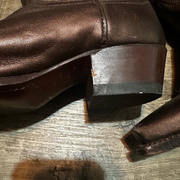 Frye cowgirl boots Daisy Duke Brown Leather Studded Western Womens 9 preowned - Picture 6 of 7